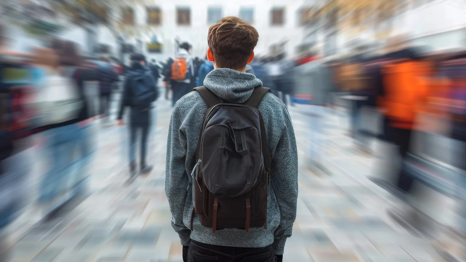 Student with backpack