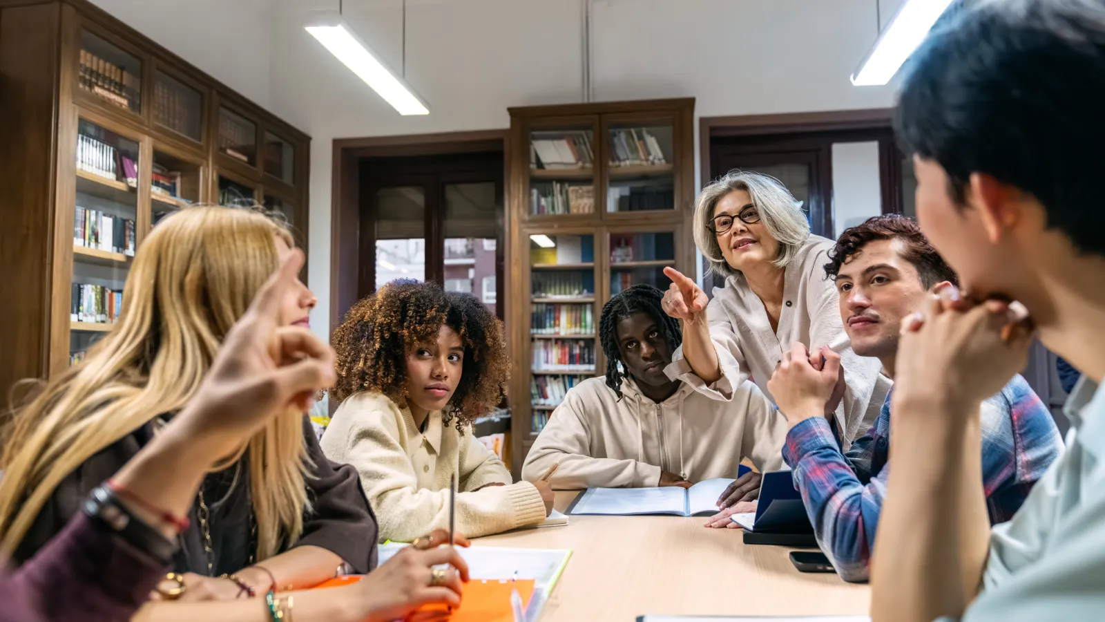 Teacher with young students