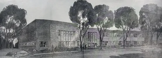 Drawing of KNEA Headquarters in Topeka from 1954 booklet.